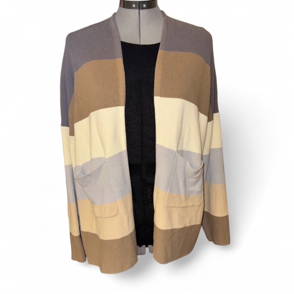 Rachel Women's Colorblock Cardigan - Tan, Cream, Gray